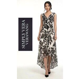 SIMPLY VERA VERA WANG - black white floral high low hem dress